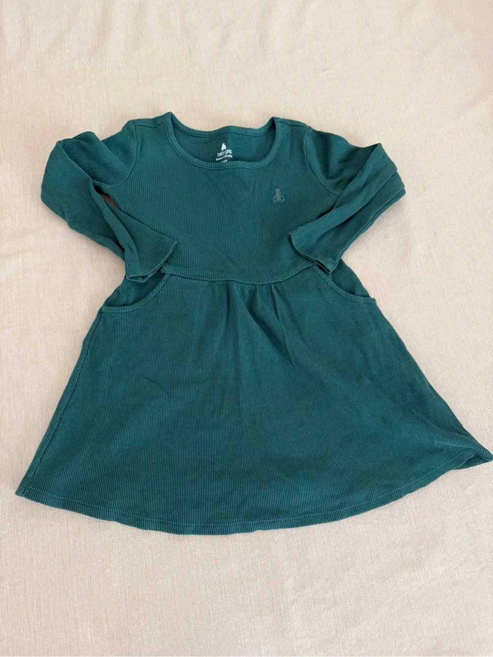 Baby Gap Green Ribbed Long-sleeve Dress
